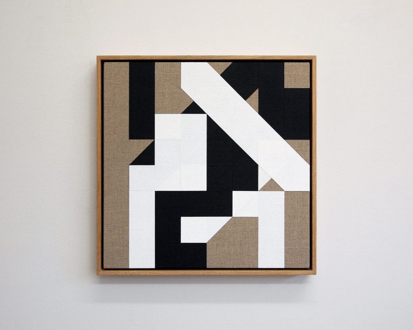 Chess Painting No. 142 (Mueller vs. Duchamp, The Hague, 1928)
37 x 37 cm | gesso on linen, oak frame | 2022
